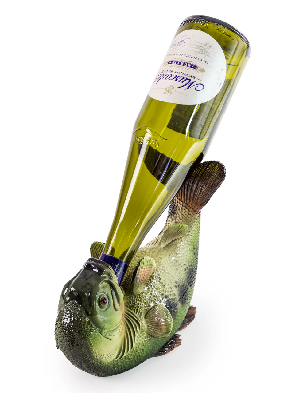 "Drinks Like a Fish" Wine Bottle Holder Gold - Image 4