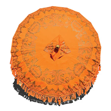 Bali Sun Parasol - Large Orange / Gold with orange or Pink Tassles - Image 3