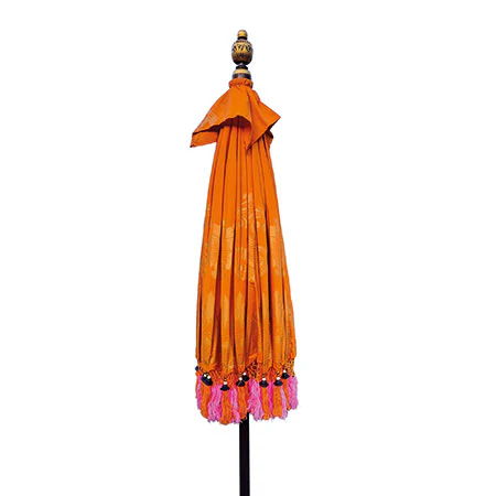 Bali Sun Parasol - Large Orange / Gold with orange or Pink Tassles - Image 7