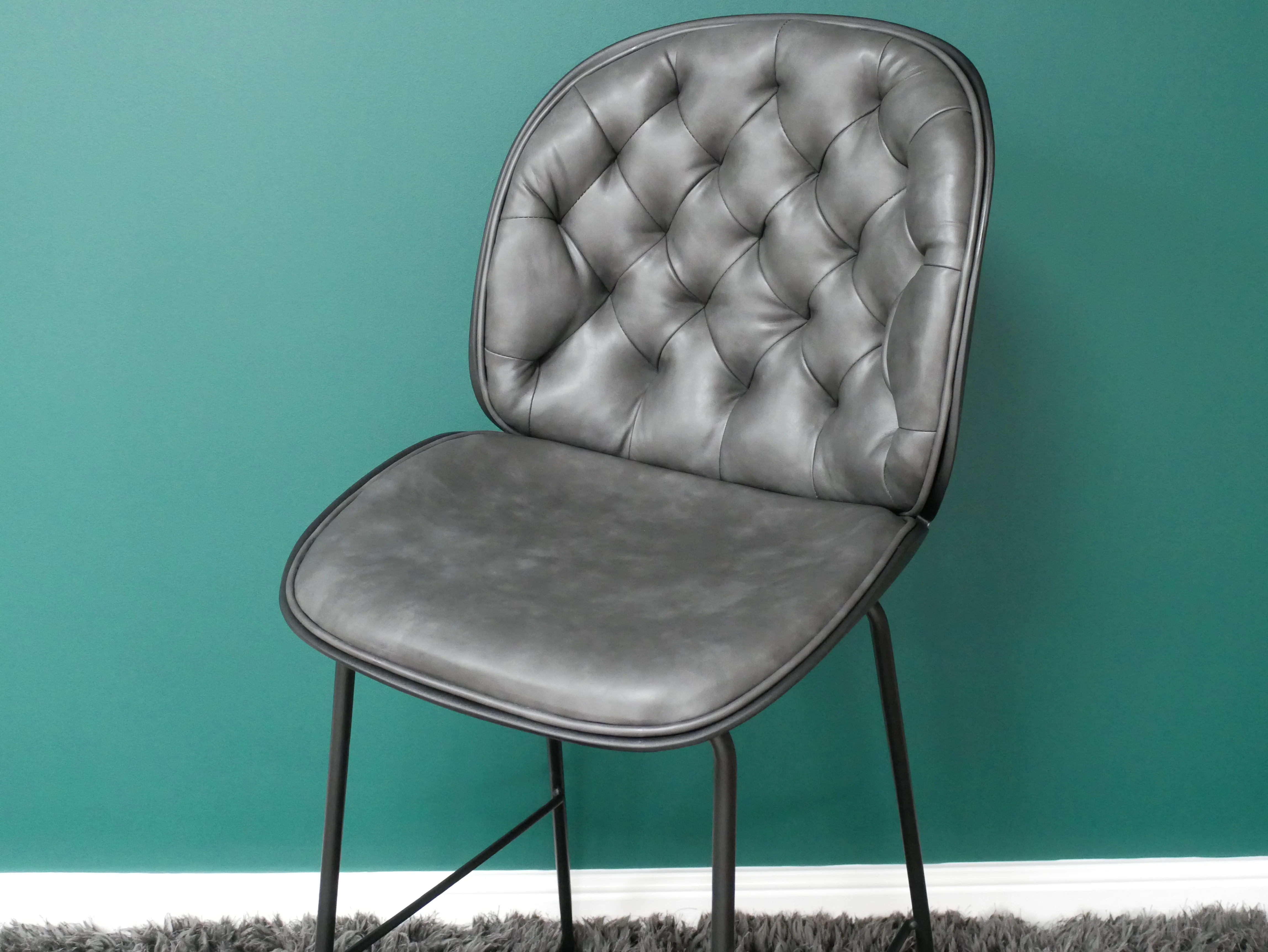 Bar Stool Grey Padded - Image 3