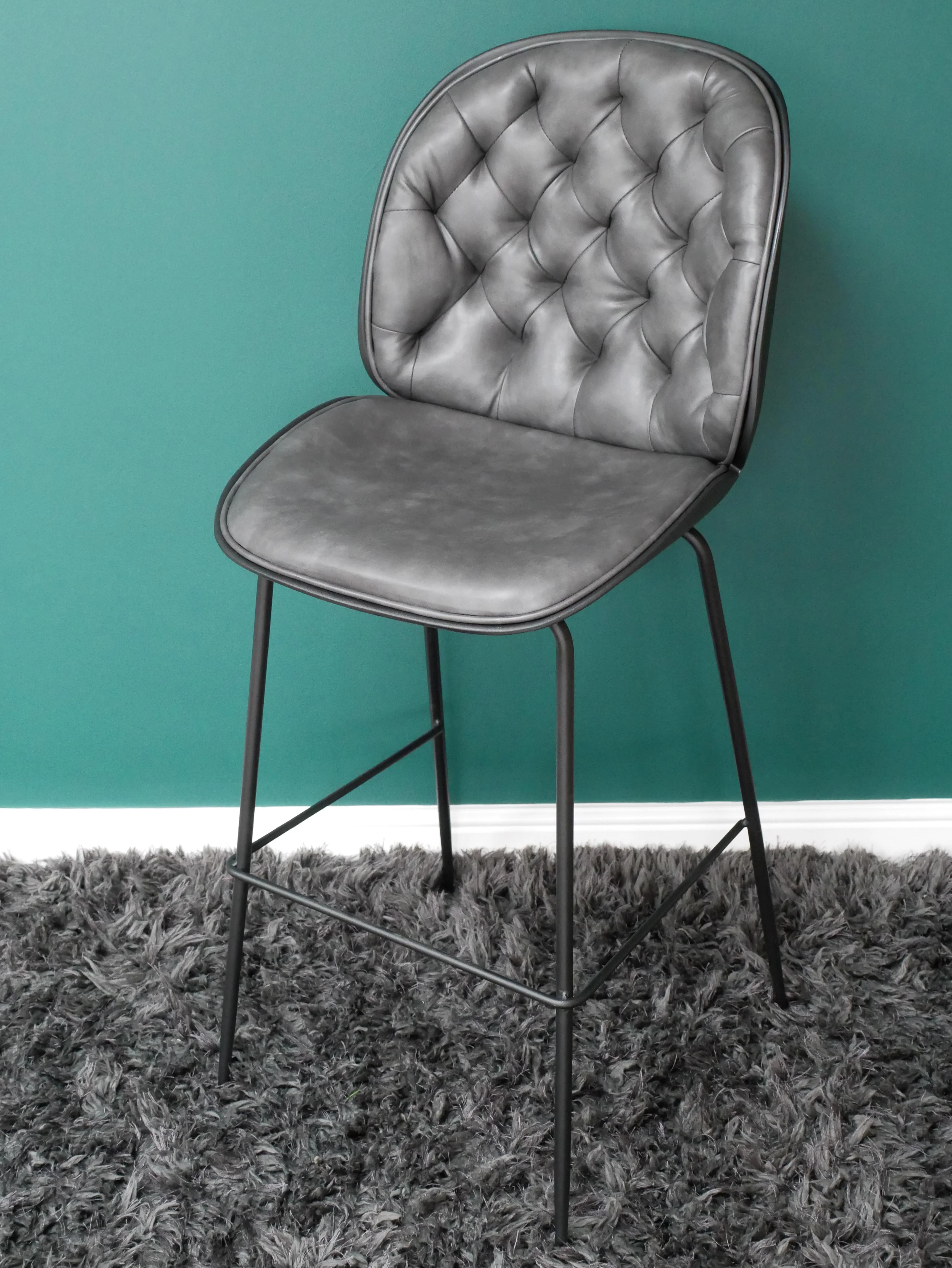 Bar Stool Grey Padded - Image 4
