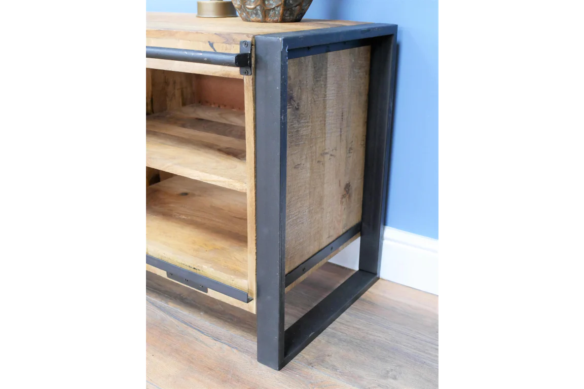 Industrial TV Cabinet With Sliding Doors - - Image 8