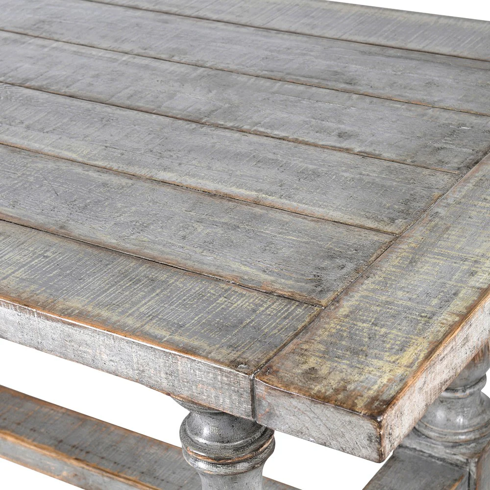Distressed Grey Pine Dining Table - Image 3