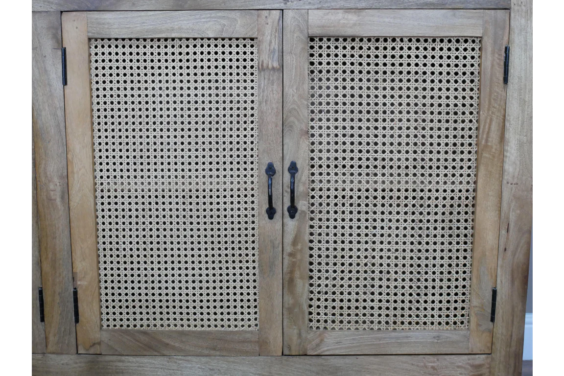 Large Industrial Sideboard with Metal Rattan Design - Image 4