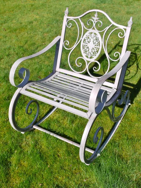 Outdoor Antique Grey Rocking Chair - Image 6